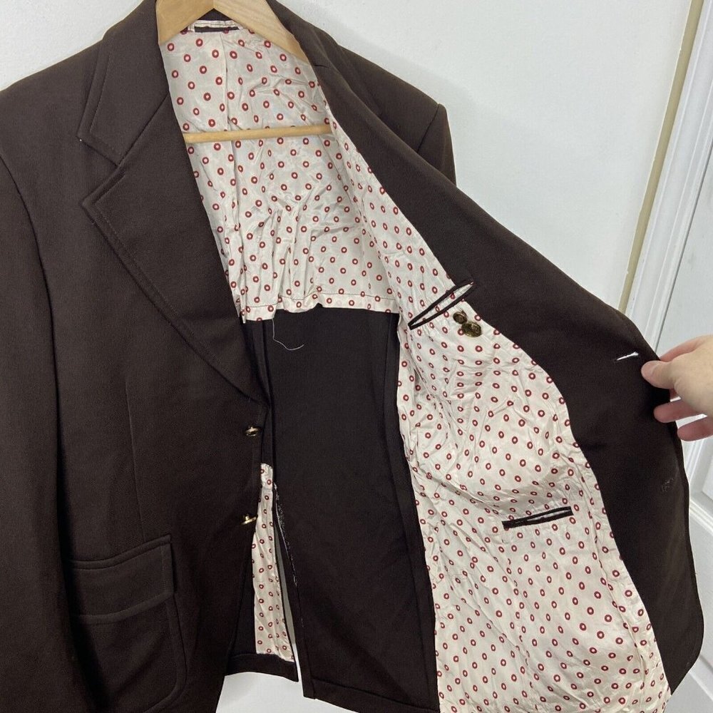 Vintage Sears 70s Disco Polyester Men 40 Brown Blazer Sports Coat Hipster - Picture 7 of 11
